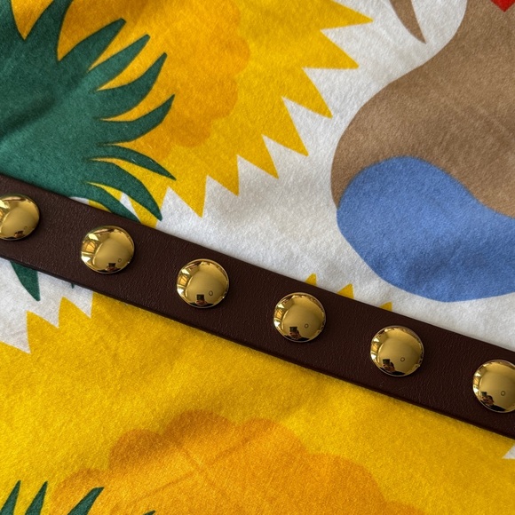 Madewell Studded Western Belt in Soft Mahogany. Gold-Accents. Women Size L. - Picture 9 of 10